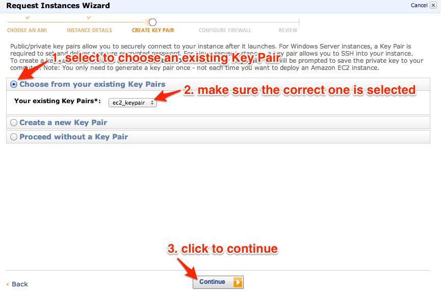 use an existing key pair