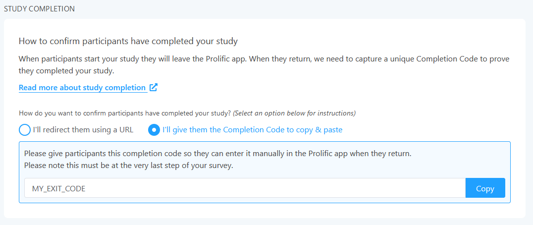 Illustration of the Study Link section on Prolific